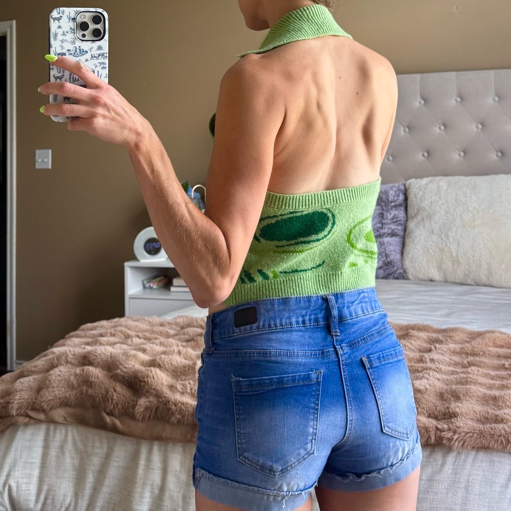 Green Patterned Knit Top - Picture 2 of 4